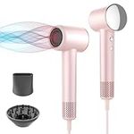 Professional Hair Dryer, 200 Million Negative Ionic Blow Dryer with 110000 RPM Motor, 1500W High-Speed HairDryer with Magnetic Nozzle & Diffuser for Salon, Home, Travel, Perfect for Gifts Pink