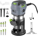 WORKPRO Compact Router Kit, 6.5 Amp Corded Hand Trimmer Router Tool, 6 Variable Speeds Wood Router for Woodworking Slotting Trimming