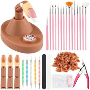 Acrylic Nail Practice Finger Kit, BORNBYME Acrylic Nail Training with Base Stand, 3 Adjustable Fingers, Nail Tips and 24PCS Nail Art Tools, Movable Nail Training for Nail Beginner Practice & DIY