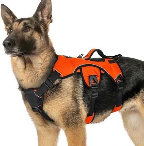 rabbitgoo Ausbruchsichere Hundegeschirr Grosse Hunde mit Griff, Anti Zug Sicherheitsgeschirr Hund Atmungsaktiv, Verstellbare Brustgeschirr, Gepolstertem Geschirr Hund Groß, Panikgeschirr, Orange XL