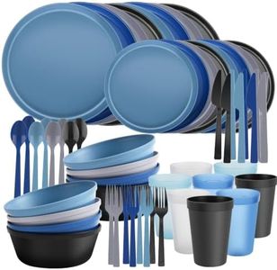 ZIVONA 40 Piece Apartment Essentials Dinnerware Set, Stackable Space-Saving Plates & Large Flat Bowls (Pasta/Salad), Modern Matte Unbreakable Plastic Dishes, Microwave Safe, Modern