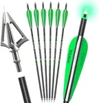 KEAUP 6 Pack Crossbow Bolts 20 Inch with 100 Grain Broadheads and Lighted Nocks Crossbow Arrows for Hunting and Practice