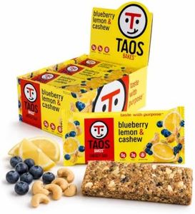 Taos Bakes - Blueberry Lemon + Cashew Coconut - Breakfast Bar - Gluten Free, Non-GMO, Healthy Granola Bars - Filled with Cashews, Wild Blueberries, Coconut Flakes, & Chia Seeds - (1.8oz Bars, 12 Pack)