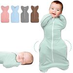 NARUTOO Baby Swaddle Sack, Multi-Color Newborn Boy or Girl Adjustable Sleep Sack Breathable Soft Premium Cotton Suit for Kids Aged 0-3 Months (Mint Green)