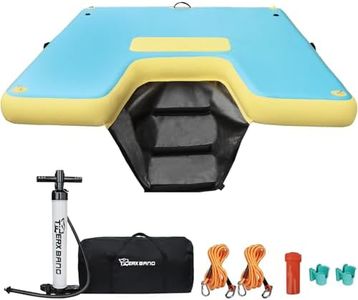 TGERXBANG Inflatable Dock with Pet Ramp Ladder, Inflatable Platform Floating Island Raft for Lake Pond Pool Beach Ocean, 8ft