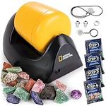 NATIONAL GEOGRAPHIC Starter Rock Tumbler Kit - Includes Rough Gemstones, 4-Stage Silicon Carbide Polishing Grit, Jewellery Fastenings & Learning Guide - STEM Science Kit for Geology Enthusiasts
