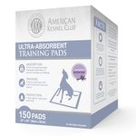 American Kennel Club Ultra Absorbent Odor Control Scented Training Pads For Dogs Leak-proof Quick Dry Gel – 22 x 22 Puppy Pads - Lavender Scented - Pack of 150