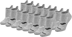 Saucony Women's RunDry Performance Heel Tab Athletic Socks, Available in S-L (8, 16, 24 Pairs), Grey Basic (16 Pairs), Large