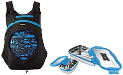 Gear CarryOn 16L Foldable Water Resistant School Bag//Backpack/College Bag for Men/Women - Blue Black with Cello Lunch Box