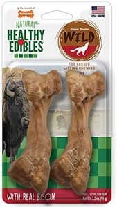 Nylabone Healthy Edibles Wild Natural Long Lasting Bison Flavor Dog Chew Treats Wild Bone Medium/Wolf (2 Count)