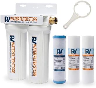 Essential RV Water Filter System with Hose Fittings - Premium RV Water Filtration System with Cyst Removal (Bracket not Included)