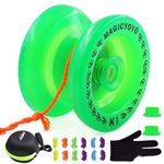 MAGICYOYO K1 Yoyo Glow in The Dark, Responsive Yoyos for Kids Beginners, Teens Practice Yo-yos, Glowing Yoyo Ball Plastic with Glove+ Case+ 12 Yo Yos Strings+ Hubstacks, Green