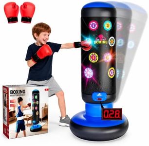 HopeRock Punching Bag for Kids, Boxing Set with Scoring, Light, Music, 4 Game Modes, Inflatable Boxing Bag with Gloves, Birthday Gifts Toys for 4-8-12 Years Old Boys
