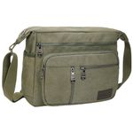 BOMKEE Canvas Messenger Bag, Satchel Bag Vintage Canvas Shoulder Bags Crossbody Laptop Side Bag for Work School Travel