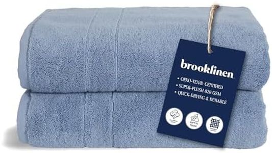 Brooklinen Super-Plush Turkish Cotton Bath Towels Set of 2 Cotton, 820 GSM, Machine Washable, Perfect Bath Towels for Bathroom, Spa & Shower (30" x 58", Ocean Blue)