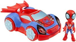 Marvel Spidey and His Amazing Friends Glow Tech Web-Crawler Toy Car, with Spidey Action Figure, Preschool Toys, Super Hero Toys for 3 Year Old Boys and Girls and Up, Lights & Sounds