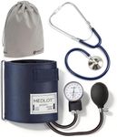 LotFancy Blood Pressure Cuff and Stethoscope Kit with D-Ring, Professional BP Cuff Standard Adult 10”-16” for Nursing School, Home, Easy to Use BP Machine with Carrying Case Zero Calibrator, Navy
