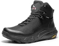 NORTIV 8 Men's Mid Waterproof Hiking Boots Outdoor Lightweight Breathable Trekking Camping Mountaineering Shoes HydroTrek,Size 8,Black,NMUMHB2504