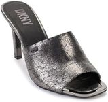 DKNY Women's Bronx Evening Sandal Mule Dress Heel Heeled, Dark Gunmetal, 5