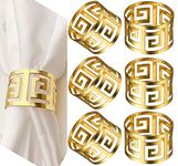 scosao Gold Napkin Rings Set of 6 Hollow Cut Metal Napkin Holder Dining Table Setting Napkin Rings Buckles for Wedding Christmas Party Banquet Dinner Cloth Towel Serviette Kitchen Accessories Decor