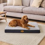 Silentnight Medium Crate Dog Bed - Orthopaedic Firm Support Pet Dog Mattress Mat for Crate with Non-Slip Base, Removable and Washable Sherpa Cover - Grey - Medium