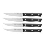 HENCKELS Dynamic Premium Steak Knife Set - Serrated Carbon Stainless Steel, Dishwasher Safe, 4 Piece Set, Black