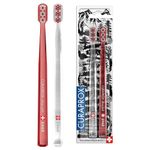 Curaprox Manual Toothbrush – Adult Gum Care | Ultra-Soft for Plaque Removal | Swiss Edition Duo Pack | Red-Transparent | Made in Switzerland