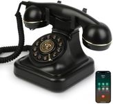 Sangyn Bluetooth Retro Phone with Speakerphone, Bluetooth Landline Telephone, Bluetooth Home Phone with USB Rechargeable Power, Hands-Free Calling & Music Playback, Black