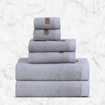 SPREAD SPAIN Bamboo 6 Piece Towel Set | Supersoft | Highly Absorbent & Quick Dry | Hotel & Spa Bathroom Towels | 360 GSM | 2 Bath 2 Hand 2 Face Towels (Ash)