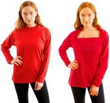 Inspired Comforts Women's Chemo Port Access Shirt with Dual Chest Zips | Full Sleeve | 100% Cotton | XL, Red