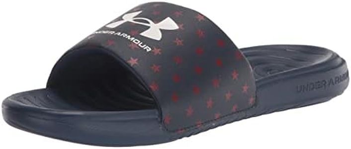 Under Armour Men's Ansa Graphic Fixed Strap Slide Sandal, Academy Blue (403)/White, 12