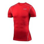 TCA Men's Pro Performance Compression Base Layer Short Sleeve Thermal Top - Team Red, S