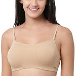 Enamor A022 Basic Cotton Stretch Cami with Detachable Straps Bra - Non-Padded Wirefree High Coverage - Skin