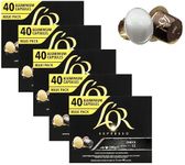 L'Or Espresso Coffee Onyx Intensity 12 - Nespresso* Compatible Aluminium Coffee Capsules - 5 Packs of 40 Capsules (200 Drinks)