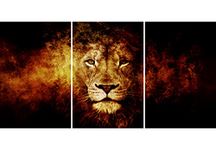 SAF paintings Set of 3 The king of forest Lion modern art UV Textured wall painting for living room 27 Inch X 12 Inch Painting SANFC32123