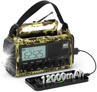 Emergency Weather Radio,12000mAh/44400mWh Solar Hand Crank AUTO NOAA Alert/AM/FM/SW Shortwave Radio with Type-C Charger, Battery Operated Radio,Reading Lamp, SOS & Flashlight for Emergencies
