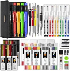 STAGEEK 49 Pack Carpenter Pencils Set With 164 Refills, Construction Pencil With Sharpener, Deep Hole Long-Nib Marker Pens, Automatic Center Punch and Carbide Scribe Tool for Woodworking with Case