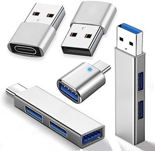 5Pcs USB C to USB Adapter, USB A to USB-C Adapter USB 3.0 Hub Type C to USB Adapter USB Hub Splitter Extension OTG Adapter, USB C Female to USB Male Adapter Fast Charging for iPhone Samsung PC MacBook