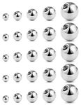 Prjndjw 25Pcs 14G Replacement Balls Externally Threaded Surgical Steel Balls Industrial Barbell Tongue Nipple Belly Button Piercing Rings Parts 3MM-8MM, Stainless Steel