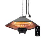 Blumfeldt Outdoor Infrared Patio Heater, Hanging Electric Heater with LED & Remote, IP34 Waterproof Heat Panel with 3 Temperature Settings for Garden & Gazebo