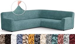 PAULATO BY GA.I.CO. Sectional Sofa Cover - Corner Sofa Slipcover - Soft Polyester Couch Slipcovers - 1-Piece Form Fit Stretch Furniture Cover - Microfibra Collection - Teal (Corner Sofa)