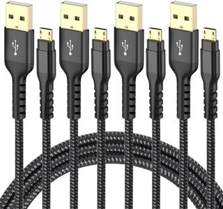 Boreguse Micro USB Cable [4-Pack 1M/1M/2M/2M], Nylon Braided USB Micro Cables, Android Charger Cable for Samsung Galaxy S7 S6 S7 Edge S5,PS4 Controllers, Camera,MP3-Black