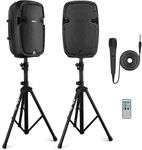 Pyle PA Speaker System - 1000W High Powered DJ Speakers, Bluetooth Connectivity Active + Passive Pair, Includes 35mm Mounts, Mic and Remote, Great for Home, Theater, Parties