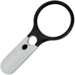 Magnifying Glass, 45X Handheld Reading Magnifying Glass with 3 LED Lights - Super High Clarity Lightweight Magnifier for Reading Books, Macular Degeneration, Jewellery Inspection, etc. (Black & White)