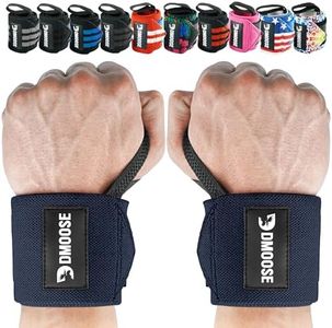 DMoose wrist straps for weightlifting 12 and 18 Inches Thumb Loops with Wrist Support for Workouts Powerlifting Wrist Straps for Weight Lifting Men Women Navy Blue