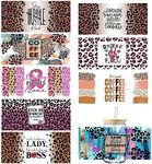 GUNKY UV DTF Cup Wrap, 9Sheets Leopard Print Rub on Transfers for Crafting 16OZ Libbey Glass Cups Wrap Transfer Stickers Decals Waterproof Crafts Vintage, Brown,pink