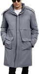 Wyeysyt Mens Long Winter Coats Parka Warm Hooded Quilted Puffer Jacket Thicken Water-Resistant Heavy Outerwear(Grey-L)