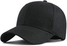 Yizhichu19900502 XXL 62-65cm Oversize Plain Baseball-Cap Structured Twill Hat for Big/Large Head (Black)