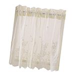 CALANDIS® Embroidered Lace Window Voile Sheer Curtain Valance Tiers 74 * 61cm Creamy | 1 Piece Voile Sheer Curtian (Rods do NOT Include)