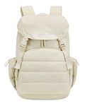 BAGSMART Backpack for Women, Puffer Daily Backpack, Quilted Casual Daypack for 15.6 Inch Laptop, Beige